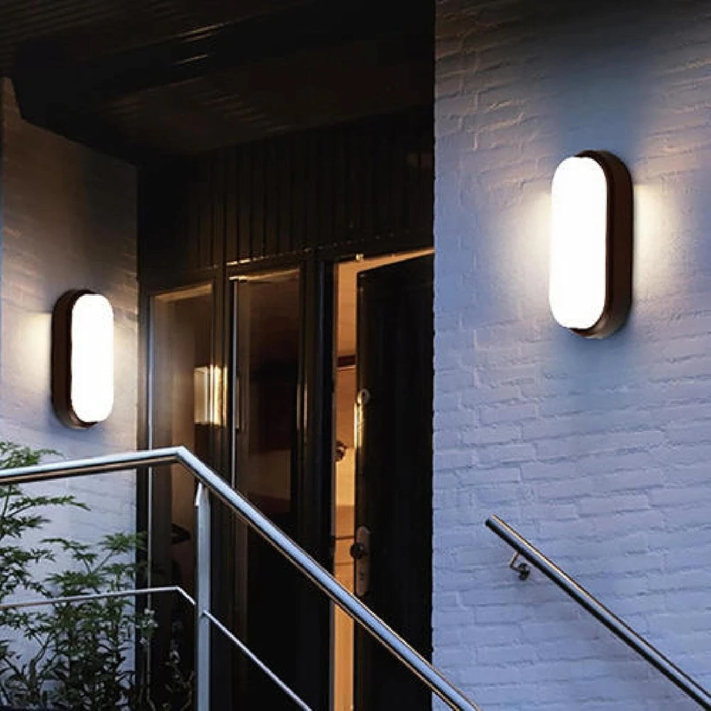 LED wall light 12W Oval Exterior, 4000k, Black, Applied outdoors