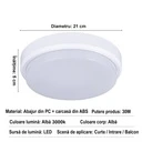 LED wall light 30W Round Exterior, 3000k, White, Applied outdoors