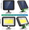 Solar-powered light, 100 LEDs with 1 grid, wall mounting, white light 6500k