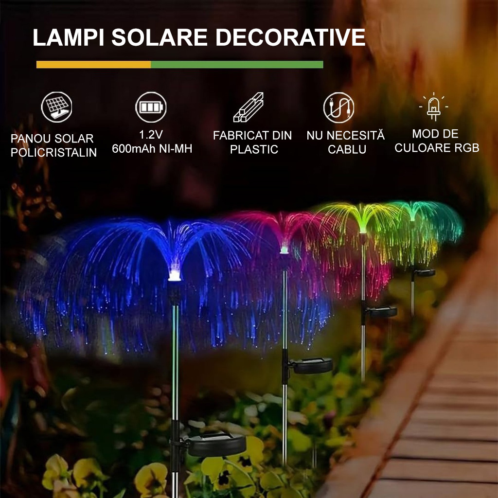 Solar LED lamp Jellyfish type, height 90 cm, for garden, IP65, multicolor light