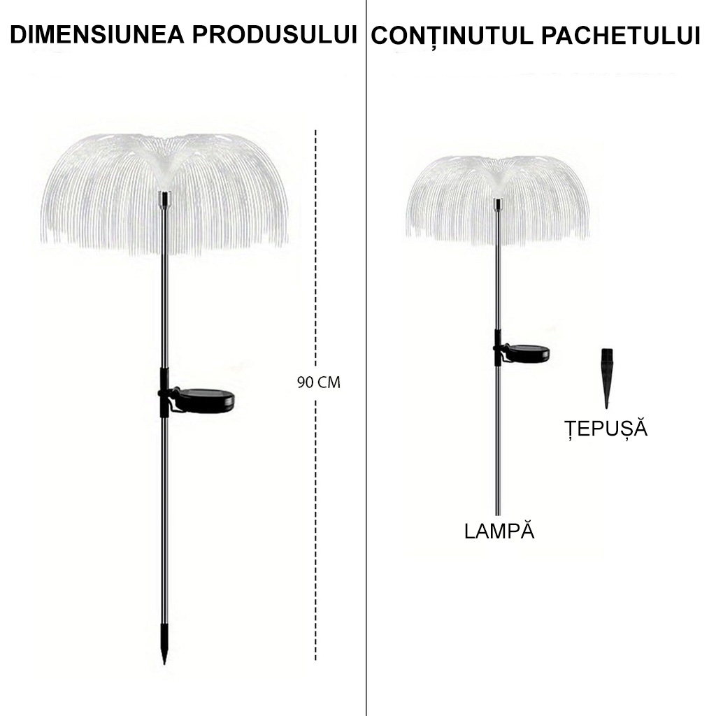 Solar LED lamp Jellyfish type, height 90 cm, for garden, IP65, multicolor light