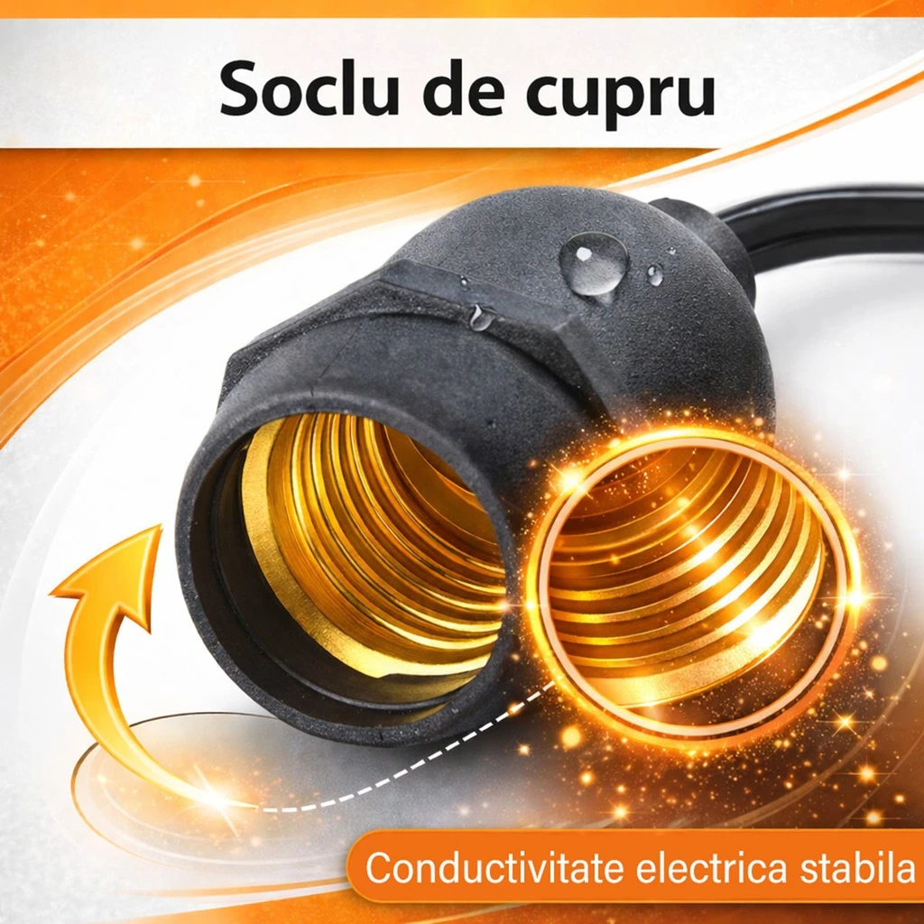 LED light garland 5m, 10 bulbs included (E27), interconnectable, IP65, for terrace, garden and events