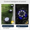Solar LED spot lamp for garden, with 4 multi-colored side LEDs and 8 cold white main LEDs, IP65, ABS material, 2V battery, 700 mah, 11x13.5 cm, Black