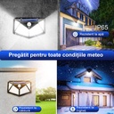 Solar-powered outdoor lamp, 100 LEDs with sensor, wall mounting, cable-free, 4-sided, warm light, 3500k