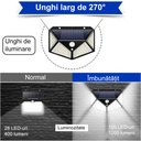 Solar-powered outdoor lamp, 100 LEDs with sensor, wall mounting, cable-free, 4-sided, warm light, 3500k