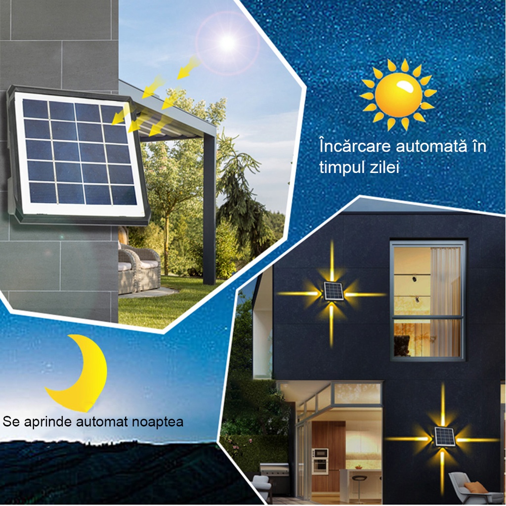 Solar lamp 4 LEDs, IP65, 3 colors 6500k, 4000k, 3000k