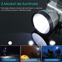 LED Flashlight with Power Bank, Head Mount, USB Charging, Range 100-200m, 5W, 3 Brightness Levels, Battery Display, Silver