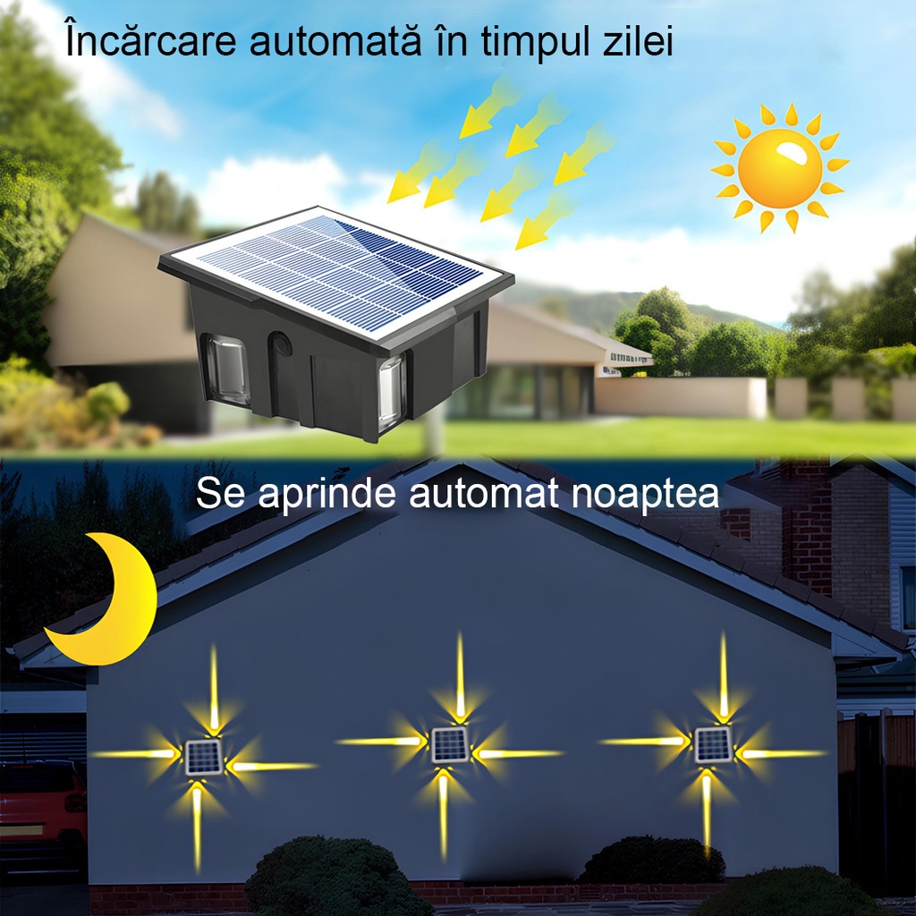 Solar lamp 4 LEDs, IP65, 3 colors 6500k, 4000k, 3000k