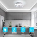 LED Chandelier 2 Circle, Goeco, Aluminum, 22 W, 25 x 17 x 9.5cm, White 