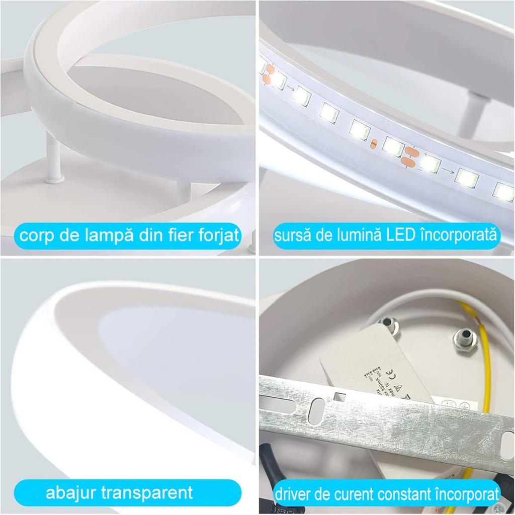 LED Chandelier 2 Circle, Goeco, Aluminum, 22 W, 25 x 17 x 9.5cm, White 