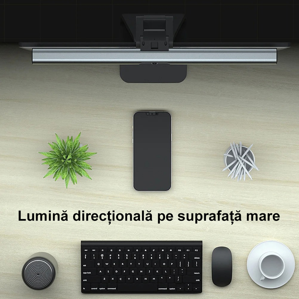 iGlass Dual Pro Monitor Lamp – 2 lamps, 4 brightness levels (3000K-6000K), flicker-free, memory function, black
