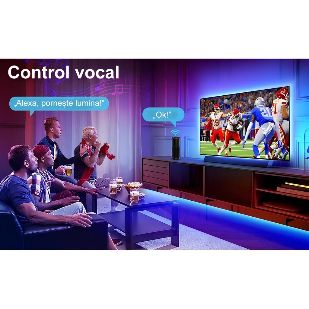 Smart RGB LED Strip Kit 5 meters, app control, remote control, Bluetooth, Multicolor light, Music Sync, voice control, LED Strip