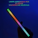RGB LED Light Bar with Music Sync – 32 LEDs, Sound Sensor, 17 Colors, Multiple Modes, Brightness & Speed ​​Adjustment, USB-C Power Supply, Black