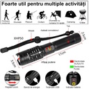Professional LED Flashlight XHP50 – 2500 Lumens, Adjustable Focus, USB Rechargeable, Battery Included, Aluminum Alloy, Water Resistant, Black