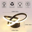 LED Chandelier 24W, 3 Color Temperature Settings (Cool White, Neutral, Warm), Modern Design, Black