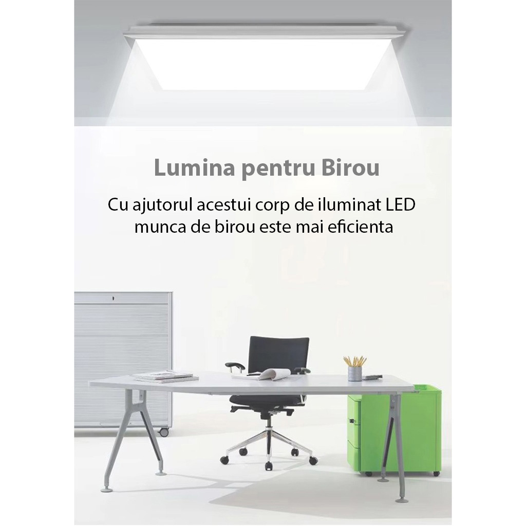 LED panel 60x60 cm, 60W, Eco model, Silver Frame, 3500k, recessed lighting