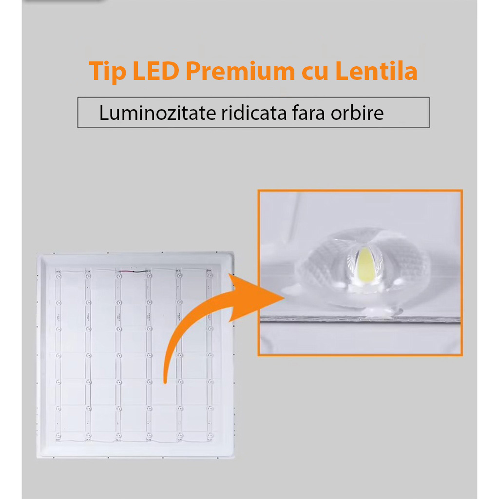LED panel 60x60 cm, 60W, premium model, silver frame, 3500k, recessed lighting