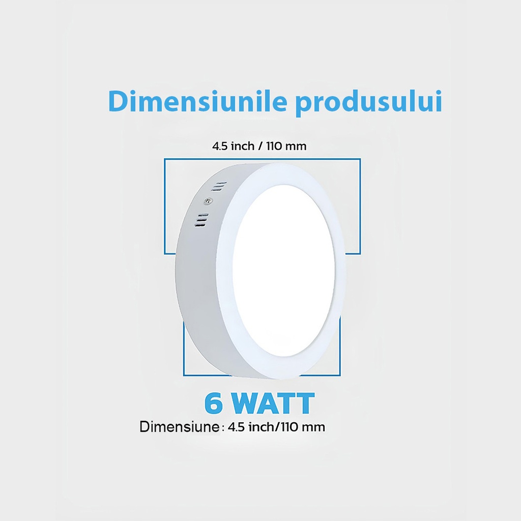 Round LED Ceiling light 6W φ 11cm, 6500k, White, applied