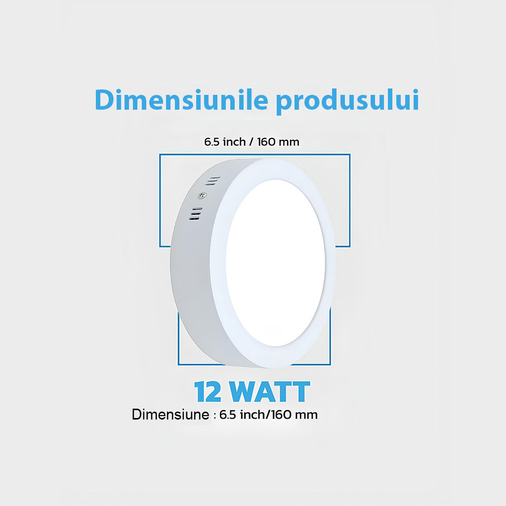 Round LED Ceiling light 12W φ 16cm, 6500k, White, applied