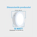 Round LED Ceiling light 12W φ 16cm, 6500k, White, applied