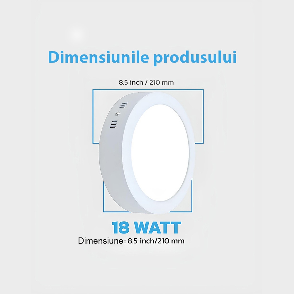Round LED Ceiling light 18W φ 21cm, 3500k, White, applied