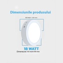 Round LED Ceiling light 18W φ 21cm, 3500k, White, applied
