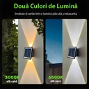 Solar LED wall light with 2 LEDs, adjustable angle, IP65, 3 colors 6500k, 4000k, 3000k