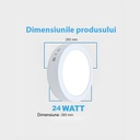 Round LED Ceiling light 24W φ 28.5cm, 6500k, White, applied