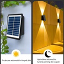 Solar LED wall light with 2 LEDs, adjustable angle, IP65, 3 colors 6500k, 4000k, 3000k