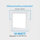 Square LED Ceiling light 12W, 16cm, 3500k, White, applied