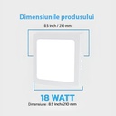 Square LED Ceiling light 18W, 21cm, 3500k, White, applied