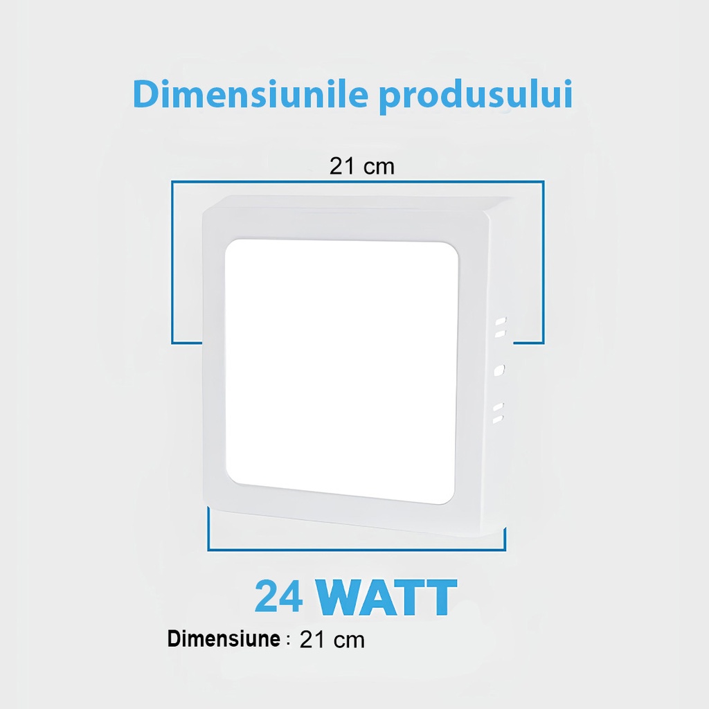 Square LED Ceiling light 24W, 21cm, 3500k, White, applied