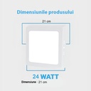 Square LED Ceiling light 24W, 21cm, 3500k, White, applied