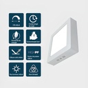 Square LED Ceiling light 24W, 21cm, 3500k, White, applied