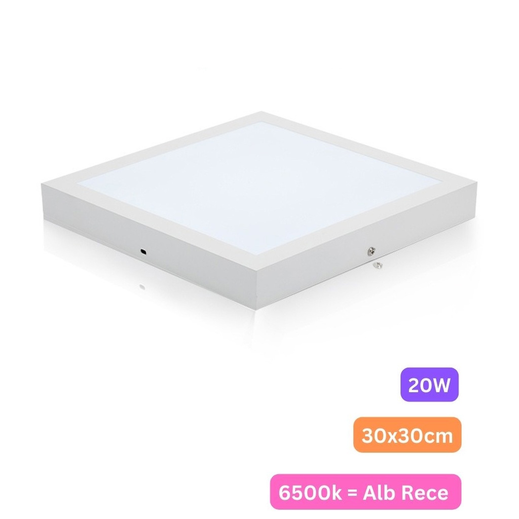 Plafoniera LED 30x30cm, 20W, 6500k, alb, aplicata