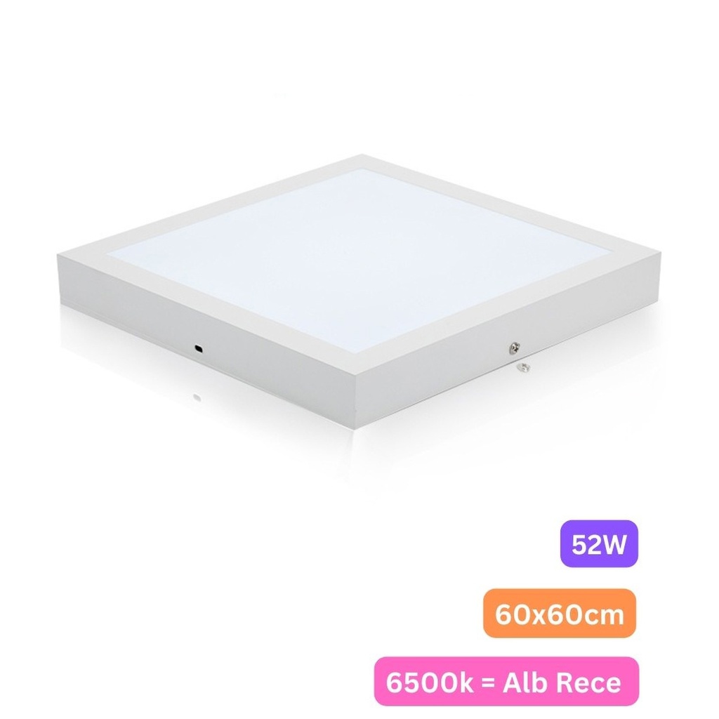 Plafoniera LED 60x60cm, 52W, 6500k, alb, aplicata