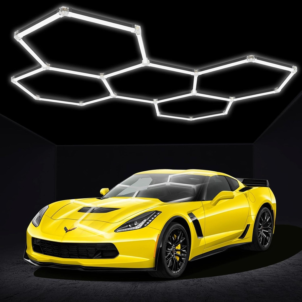 Set 5 Hexagoane LED Honeycomb 144W, 6500k, lumina alb rece, 2.34x1.66m