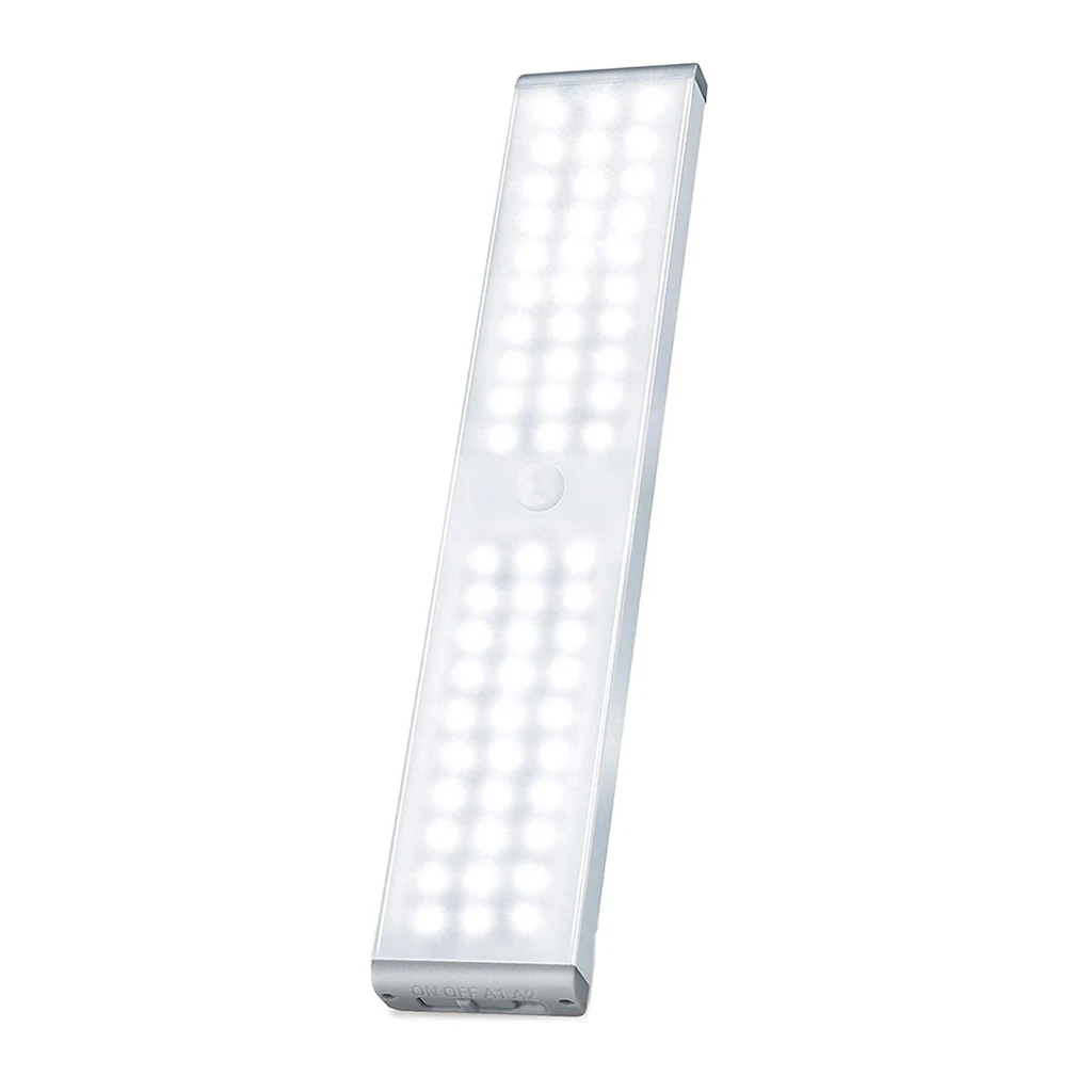 [LBZ-00465] Lampa LED cu Senzor de Miscare – 60 LED-uri, Reincarcabila USB, Suport Magnetic & Banda Adeziva, 40 cm, Lumina Alb Rece 6500K, pentru Dressing, Dulap, Baie, Hol, Scari