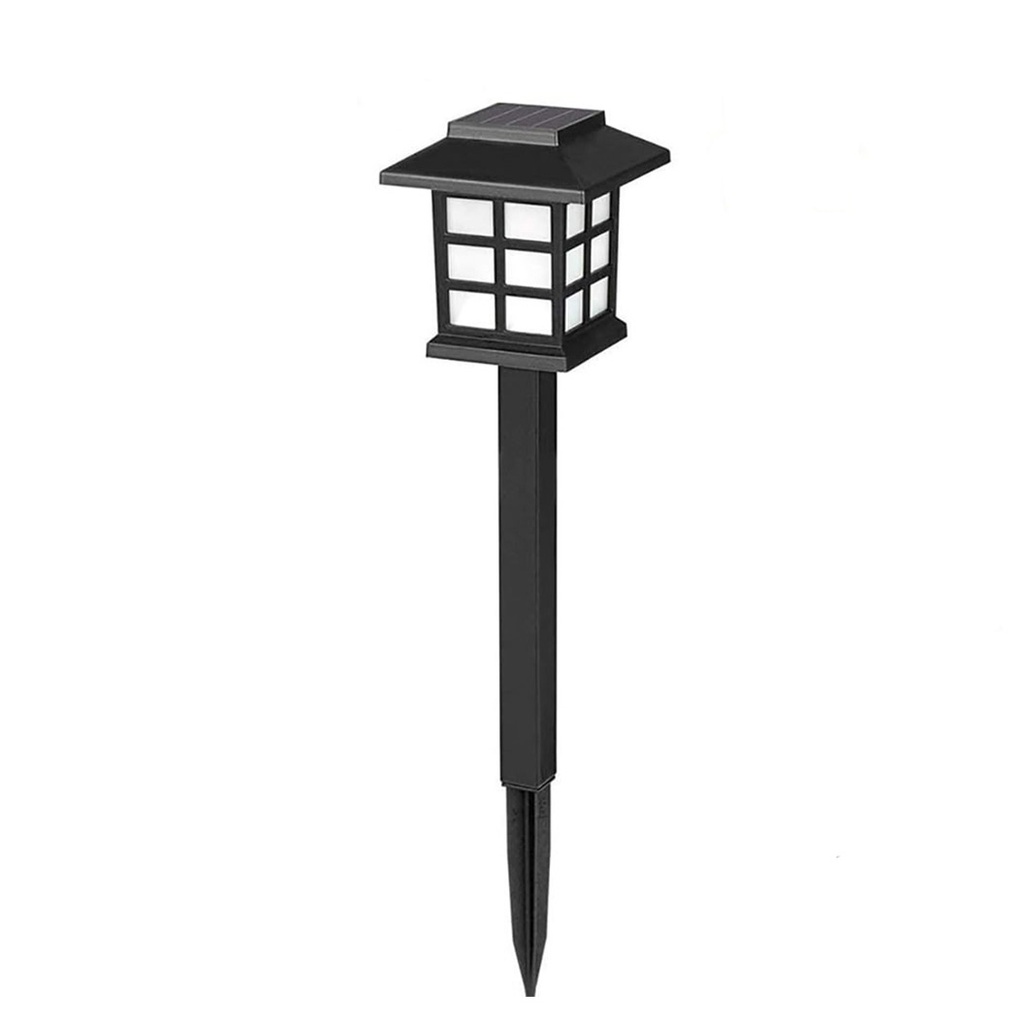 Lampa Solara LED pentru Gradina, Stil Felinar, Lumina Alb Rece 6500K, Rezistenta la Apa, Neagra