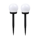 Set of 2 LED solar lamps, Spherical, Globe Type, Diameter 10 cm, Multicolor
