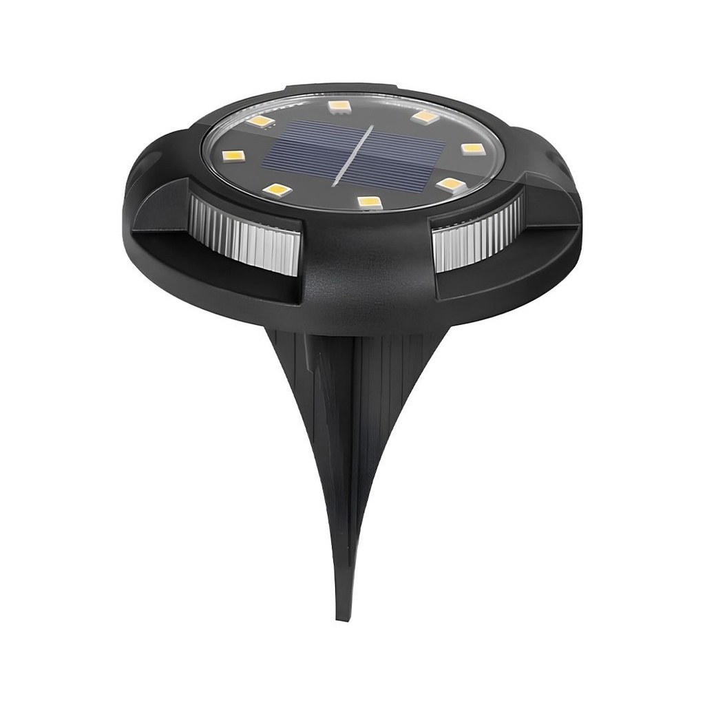 Lampa Solara LED Spot pentru Gradina, 4 LED-uri Laterale Multicolore + 8 LED-uri Principale Alba Rece, IP65, Material ABS, Baterie 2V 700mAh, 11x13.5 cm, Neagra
