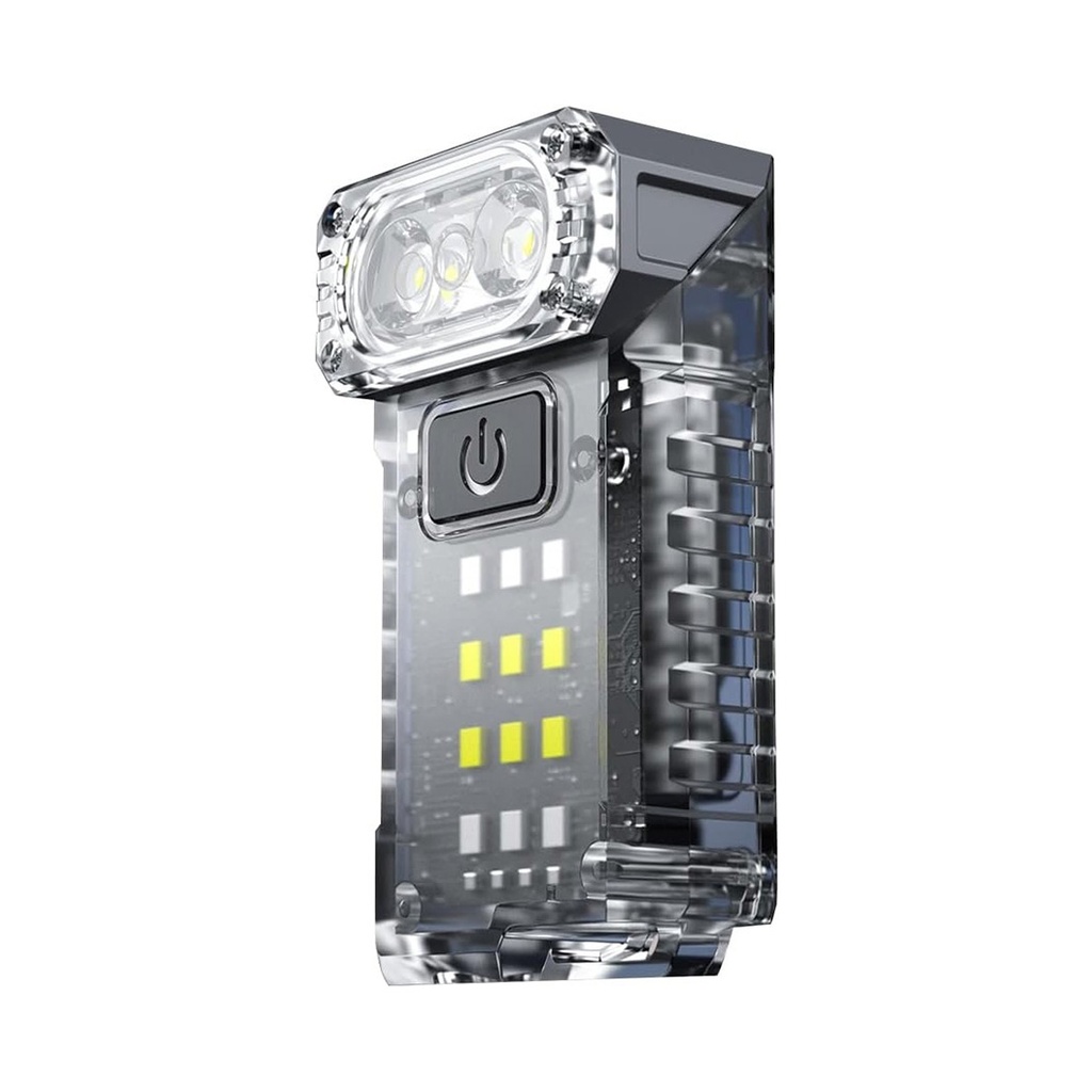 Lanterna UV LED Portabila, 5W, USB-C, 1200mAh, 3 Culori, Raza 50m, Compacta, Transparent Fluorescent, Banda Elastica Cap