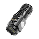 Lanterna LED cu 3 Nuclee – Reincarcabila USB, 5W, Autonomie 4-20h, Raza 100-200m, Suport de Agatat  – Negru (4 x 4 x 9 cm)