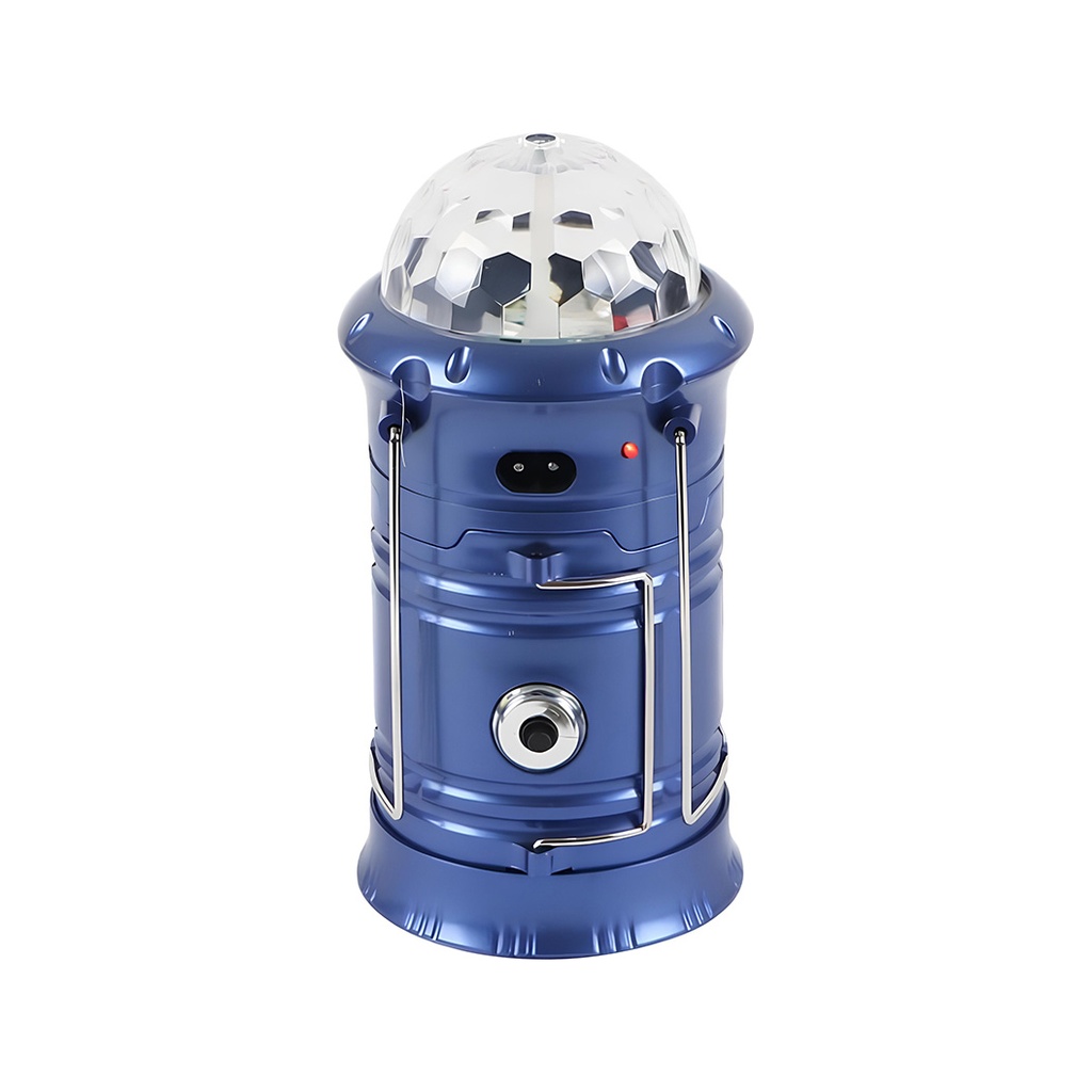 Lantera LED pliabila de camping, reincarcabila USB, 6 LED-uri, 1W, felinar si lanterna, lumina alba rece + RGB, Albastra