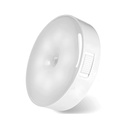 Lampa de Veghe LED cu Senzor de Miscare, Lumina Alb Rece, Incarcare USB, Intrerupator On/Off/Auto, 0.6W, 300mAh, Design Rotund, Alb, 8.5 x 2.3 cm
