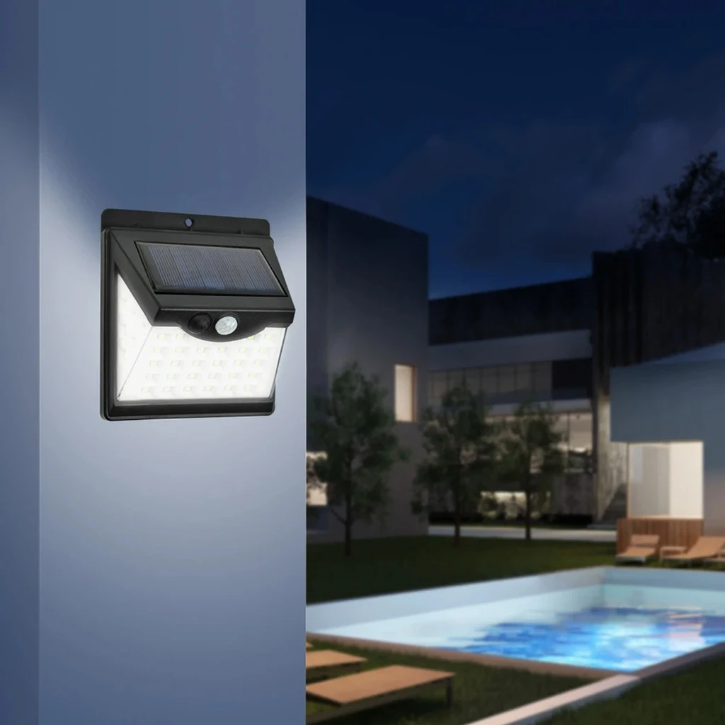 [LBZ-00082] Lampa solara LED cu senzor de miscare, 40 LED-uri, Lumina Alb Rece 6500k, Negru