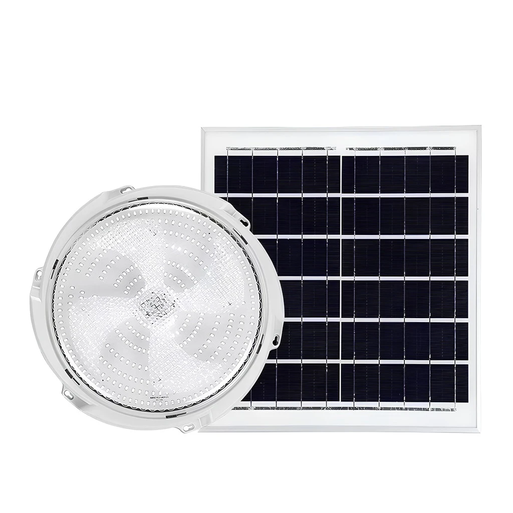 [LBZ-00243] Plafoniera Solara LED 500W – 418 LED-uri, Diametru 360mm, Lumina Alb Rece 6500K, Telecomanda, Cablu Prelungitor 4.6m, Alb
