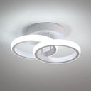 Candelabru LED cu 2 Cercuri – 22W, Aluminiu, Design Modern, 25 x 17 x 9.5 cm, Alb, Iluminare pentru Living, Dormitor, Hol