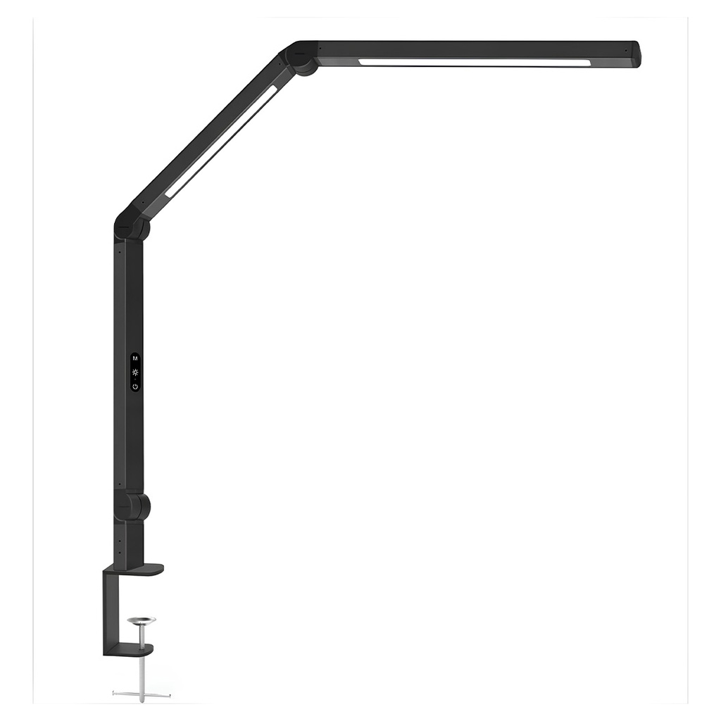 Lampa de birou LED dubla, protectie ochi, 5 nivele intensitate, 4 temperaturi de culoare 3000k-6500k, pliabila, no flicker, material aluminiu, 12W, 700 lumeni, Negra