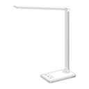 Lampa de Birou LED – Protectie Ochi, 10 Niveluri de Intensitate, 5 Temperaturi de Culoare (3000K-5500K), Pliabila, No Flicker, Aluminiu, incarcare Wireless Telefon, Argintie
